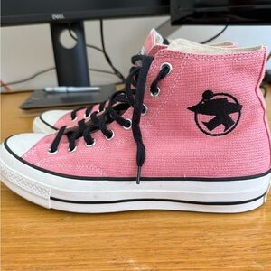 Stussy Pink High-Top Converse Sneakers with Black Details